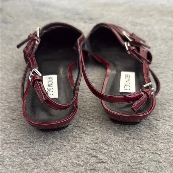 Steve Madden Women's Dark Red Patent Flats - Picture 3 of 4